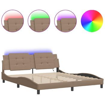 Estructura De Cama Con Led Sin Colchón Zadar Capuchino 180x200 Cm Vidaxl