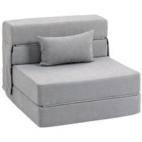 homcom sofa de suelo sofa acolchado convertible en colchon espuma cojines gris claro