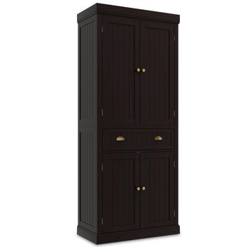 Costway Armario Independiente con Estantes Ajustables Gabinetes de 2 Puertas y Cajón para Sala de Estar Comedor y Pasillo 76 x 40 x 183 cm