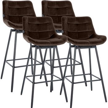 Juego De 4 Taburetes De Bar Weston Giratorios Terciopelo Marrón 56x49x105 Cm Clp