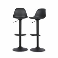 taburete de bar regulable con imitacion cuero set de 2 negro