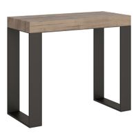 consola extensible 90x40196 cm efecto madera roble natural y hierro