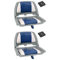 set asientos plegables para barco 4 uds con cojin blanco y azul vidaxl
