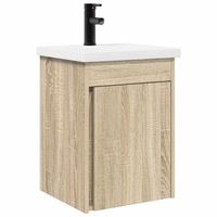 unidad de tocador de bano con grifo roble sonoma vidaxl