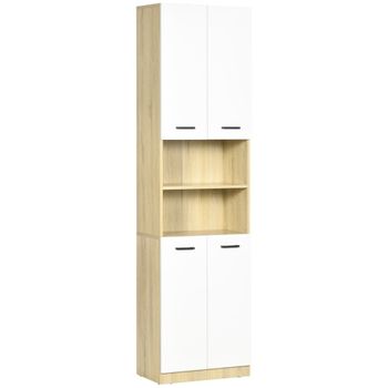 Columna de baño 53x33.5x195.7 cm blanco y roble