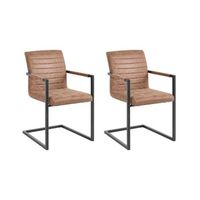 conjunto de 2 sillas de conferencia en voladizo de piel sintetica marron comedor sala de reuniones buford