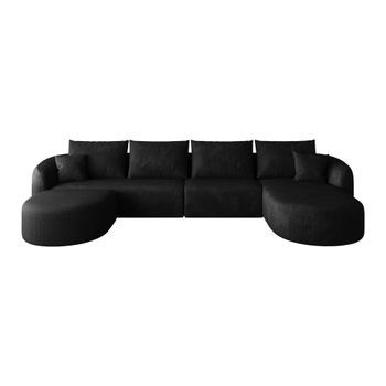 Sofá Esquinero En Forma De U Negro, Sofá Modular Sin Marco, Sin Montaje, Chenilla, 336cm