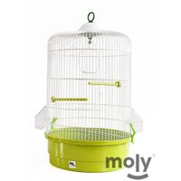 moly jaula redonda para pajaros exoticos y tropicales con comederos externos y palos posaderos
