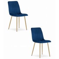 set de 2 silla de comedor tela de terciopelo valora jewa asiento de terciopelo azul marino