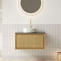 mueble de bano - mueble de aseo - contrachapado y ceramica - roble y negro 76x48x531cm