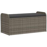 banco de almacenaje con cojin ratan sintetico gris 115x51x52 cm