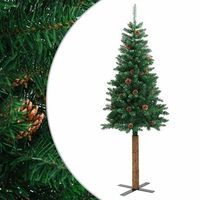 arbol de navidad  decoraciones de navidad delgado madera autentica y pinas pvc 180 cm