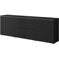 mueble de tv vera 181 cm mueble de television aparador de salon sin iluminacion led color negro mate