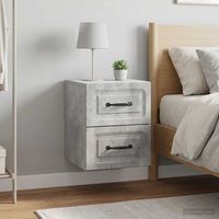 mesita de noche de pared 2 uds - mueble de dormitorio - madera - gris hormigon 345x33x40cm