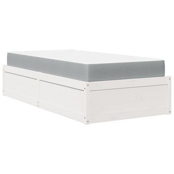 Cama Individual | Cama Para Adulto | Cama Con Colchón Madera Maciza De Pino Blanco 90x190 Cm