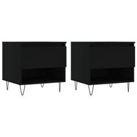 juego de 2 mesitas de noche con cajon 50 x 46 x 50 cm madera de ingenieria negra y metal dec040415