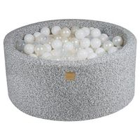 meowbaby piscina de bolas round seca para ninos boucle gris melange  blancotransparenteperla 300 pcs 90x40cm
