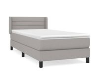 cama box spring con colchon tela gris claro 80x200 cm rayas horizontales