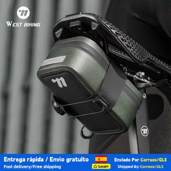Bolsa de Sillín para Bicicleta WEST BIKING, 600D TPU, Impermeable, Resistente al Desgaste, con Hebilla Giratoria, Mini Bolsa de Sillín, Accesorio para Bicicleta