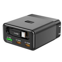 gan tech bakeey wlx-60b pd100w cargador usb pd de 4 puertos con cable de extension usb-c de 70 cm  usb-a  2 usb-c pd