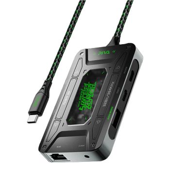 Piva DS7 Pro Estación de acoplamiento 7 en 1 Hub USB 4K60Hz HD PD100W Carga rápida Puente de audio RJ45 1000Mbps USB3.1