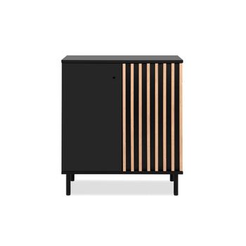 Aparador 2 puertas negro y madera - l80 cm