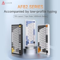 ajazz af82-teclado inalambrico de 3 modos membrana silenciosa portatil ergonomico para oficina ordenador portatil pc windows mac