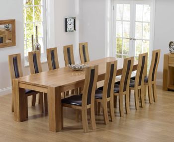 Thames 300cm Oak Dining Table with Toronto Chairs - Grey, 8 Chairs
