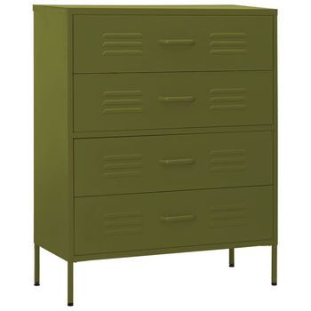 Armario De Cajones De Acero Verde Oliva 80x35x101,5 Cm Vidaxl