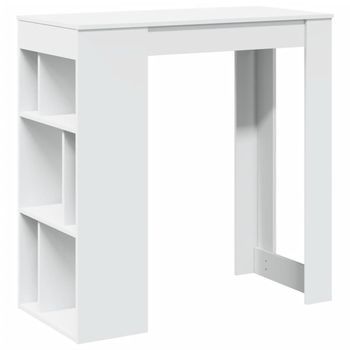 Mesa Bar | Mesa De Bistró Con Estantes Madera Ingeniería Blanca 102x50x103,5 Cm