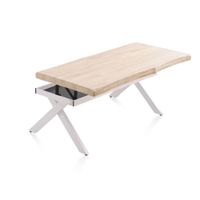 mesa de centro elevable fit madera roble - blanco