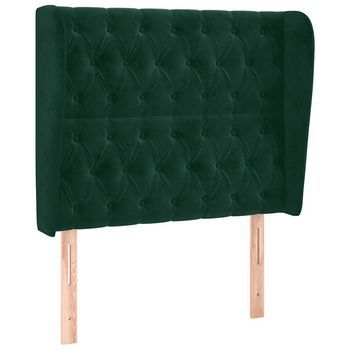Cabecero Con Orejas De Terciopelo Verde Oscuro 93x23x118/128 Cm Vidaxl