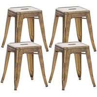 set de 4 taburetes bajos armin metal dorado 40x40x46 cm clp
