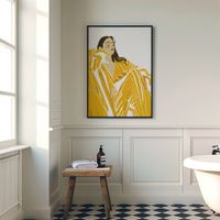 cuadro conjunto amarillo marco negro 50x70 cm