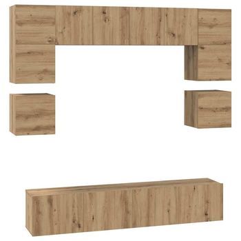 Conjunto De Mueble De Tv 8 Piezas Roble Artisan 80 X 30 X 30 Cm