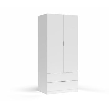 Armario 2 puertas 2 cajones aglomerado blanco 180x81.5x52cm