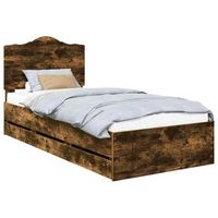 cama individual  cama para adulto  estructura de cama roble ahumado 100 x 200 cm madera ingenieril