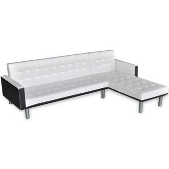 Sofá Cama En Forma De L Cuero Sintético Blanco dimensiones (con El Reposapiés Delantero): 218 X 158 X 69 Cm Vidaxl