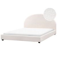 cama con somier minimalista de boucle 180 x 200 cm blanco crema vaucluse