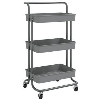 Carrito De Cocina，estantería De Cocina, Carrito De Servir 3 Niveles Hierro Y Abs Gris 42x35x85 Cm