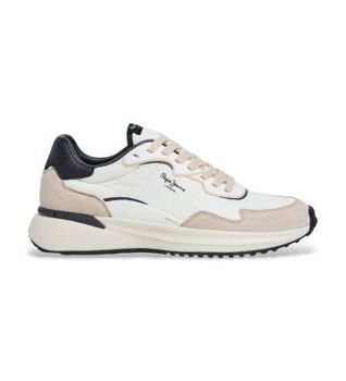 Pepe Jeans para hombre. PMS600022 Zapatillas Bampton Club blanco (43), Plano, Cordones, Casual