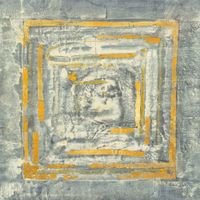 cuadro abstracto dorado y blanco impresion sobre lienzo 50x50cm