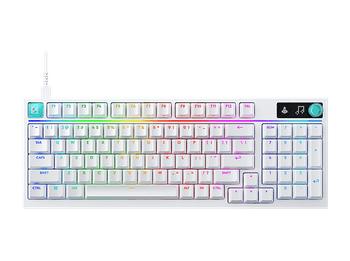 Teclado gaming - Logitech G G316 X 98, Cable, 8 kHz, Pantalla LED, Interruptores intercambiables, Teclas de PBT personalizables, PC-Mac, RGB, Blanco