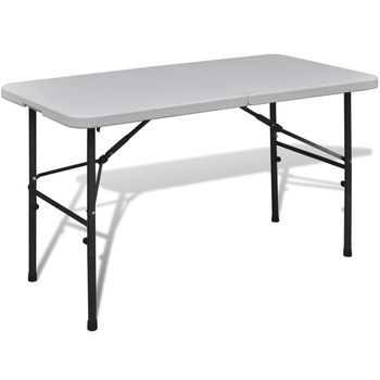 Mesa De Jardín Plegable 122 Cm Hdpe Blanco Vidaxl