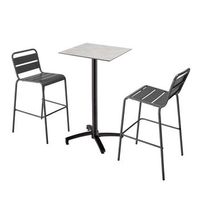 mesa alta inclinable de hormigon gris y 2 sillas altas gris opera - oviala