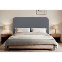 dhome cabecero gris curvo con patas tapizado en polipiel 95cm altura 125cm para pared acustico absorbente cabezal cama dormitorio gris 95cm