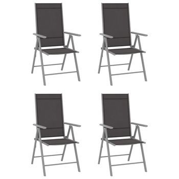 Set De Comedor Para Jardín 5 Piezas | Mueble De Jardín Aluminio Y Textilene Plata