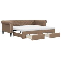 sofa cama nido con cajones cuero sintetico cappuccino 90x200 cm vidaxl