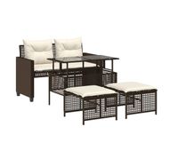vidaxl set sofas jardin 4 pzas y cojines ratan sintetico vidrio marron