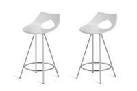 pack 2 taburetes 63 cm  asiento blanco estructura cromado
